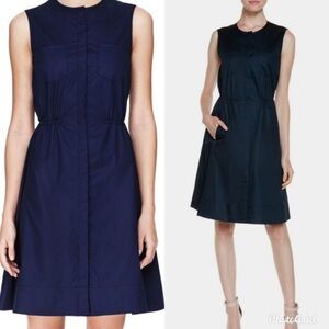 Theory Navy Blue Sleeveless Button Front Shirt Dress Size 8